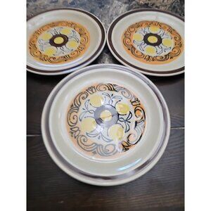 Vista Stoneware 1970s Design Japan Set Of 3 Salad Plates